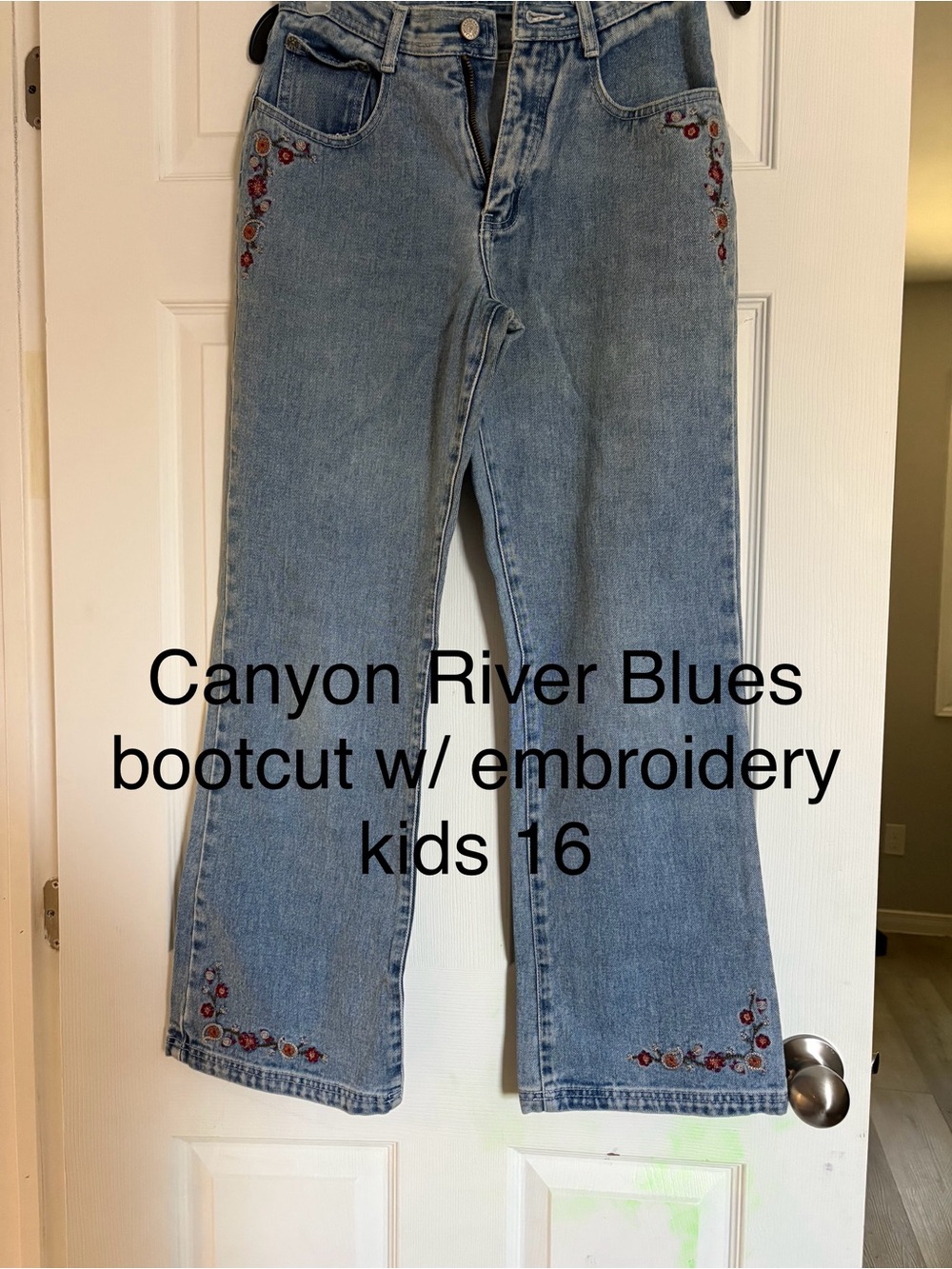 Canyon River Blues Light Blue Embroidered Bootcut Jeans for Kids